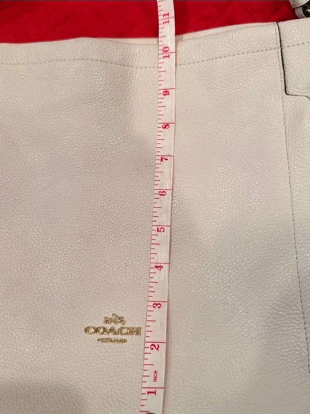 Coach Cream Pebbled Leather Shoulder Bag with Gold Hardware